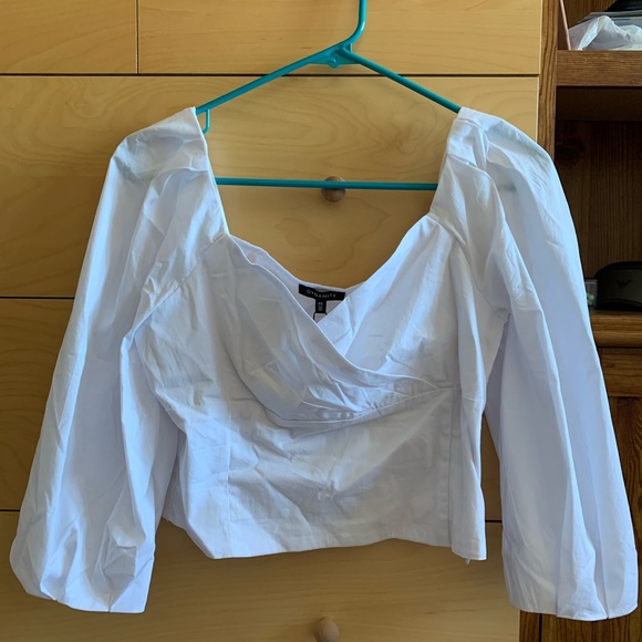 Dynamite - white lantern sleeve poplin blouse - Picture 2 of 2